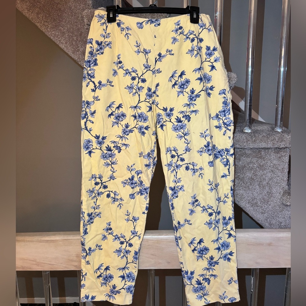 Talbots Yellow and Blue Floral Pants